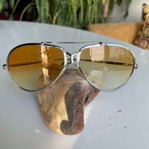 Mens Vintage chrome yellow glass tint Elvas Aviator sunglasses